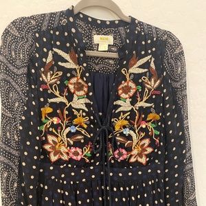 Maeve Cassidy Embroidered Dot Midi Dress